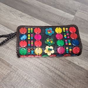 Coconut Beads Multicolored Clutch Wallet